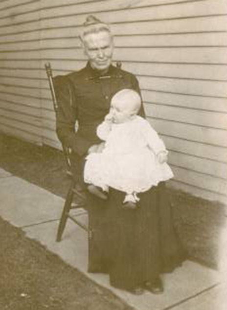 Ellen Gibbons Barrett, with her 1st grandchild Mary Margaret Barrett, about 1914
