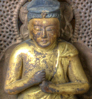 Dainichi Nyorai with fist of wisdom, from a Japanese travel shrine