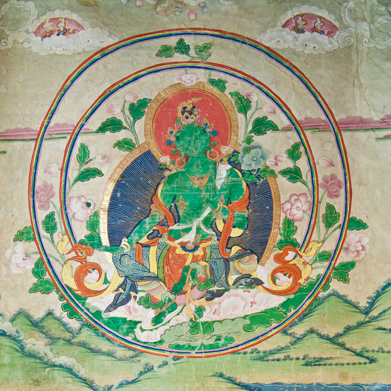 Green Tara Tangka from Tibet