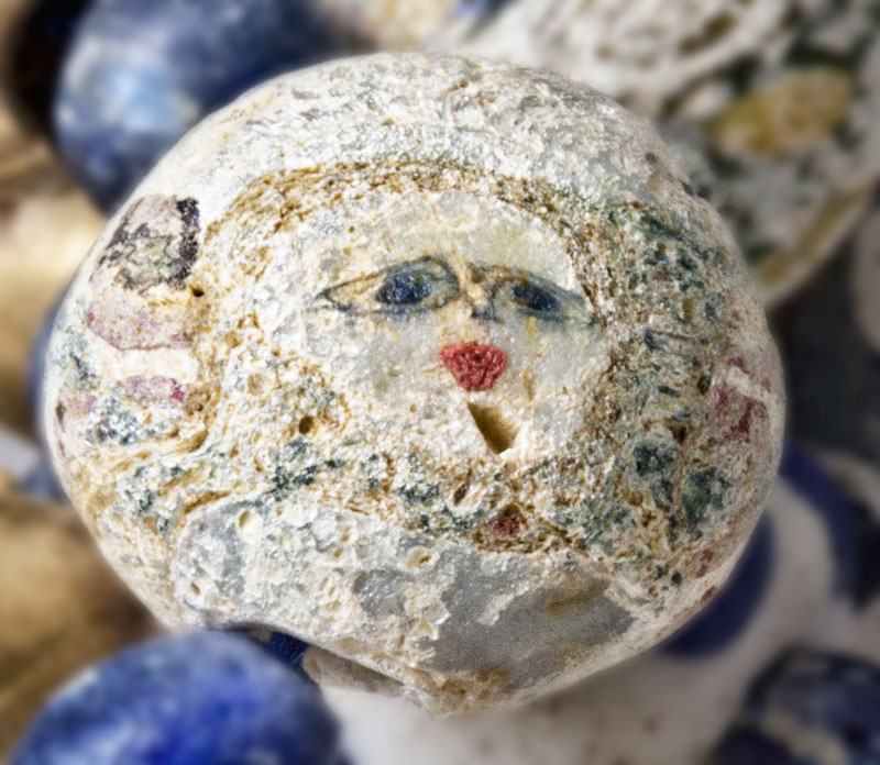 ancient mosaic face bead