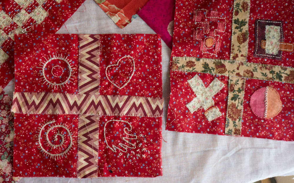 hand-stitching, embroidery, appliqué