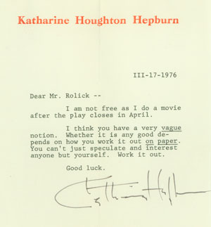 Katherine Hepburn Letter