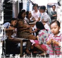 Indonesia Jakarta kampung children and mothers