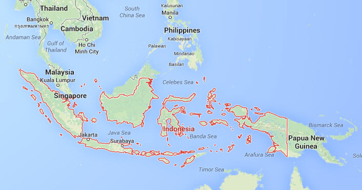 map Indonesia, from Google