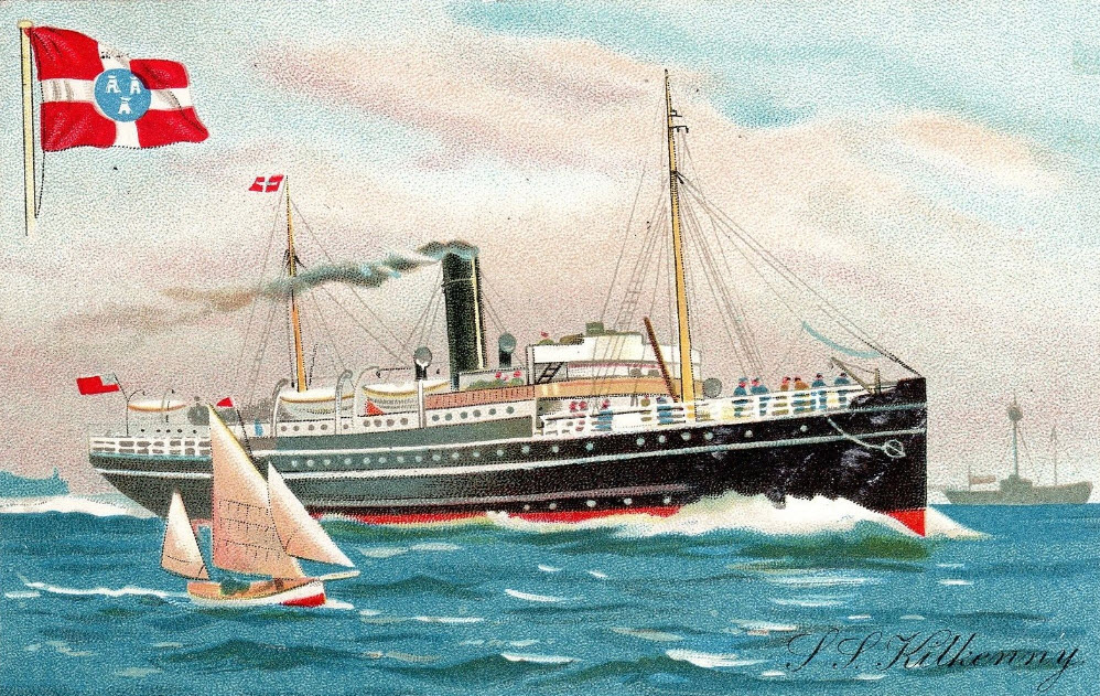 City of Dublin Steam Packet Co for mail service betw Dublin and Holyhead, 19th c. postcard